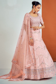 Panelled Pastel Pink Sequins Embroidered Lehenga 