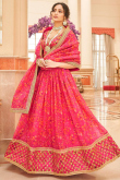 Party Wear Cerise Pink Floral Print Organza Lehenga Choli 