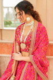 Party Wear Cerise Pink Floral Print Organza Lehenga Choli 