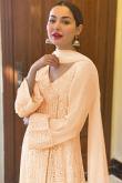 Party Wear Light Peach Georgette Anarkali Suit