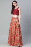 Party Wear Peach Net Embroidered Lehenga