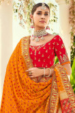 Party Wear Red Silk Lehenga With Heavy Embroidery