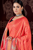 Pashmina Light Red Bandhej Printed Saree
