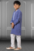 Pastel Dark Blue Georgette Resham Thread Embroidered Boy's Kurta Churidar
