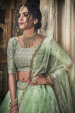 Pastel Green Net Lehenga Choli With Sequins Work