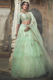 Pastel Green Net Lehenga Choli With Sequins Work