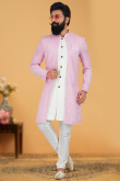 Pastel Pink Cotton Jacket Style Men Sherwani