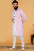 Pastel Pink Cotton Jacket Style Men Sherwani
