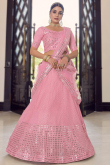 Pastel Pink Georgette Embroidered Lehenga