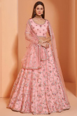 Pastel Pink Net Embroidered Bridesmaid Lehenga 