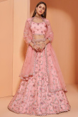 Pastel Pink Net Embroidered Bridesmaid Lehenga 