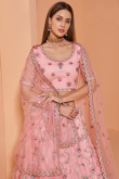 Pastel Pink Net Embroidered Bridesmaid Lehenga 