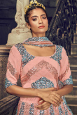 Pastel Pink Net Embroidered Lehenga