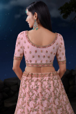 Pastel Pink Net Embroidered Wedding Wear Lehenga