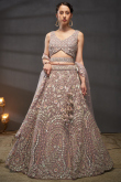 Pastel Pink Net Lehenga with Sequins Work for Reception 