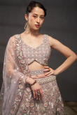 Pastel Pink Net Lehenga with Sequins Work for Reception 