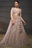 Pastel Pink Net Lehenga with Sequins Work for Reception 