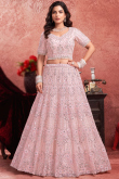Pastel Pink Net Sequins Embroidered Panelled Lehenga 