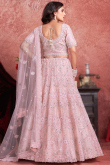 Pastel Pink Net Sequins Embroidered Panelled Lehenga 