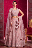Pastel Pink Pearl Embroidered Net Bridesmaid Lehenga 