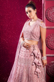 Pastel Pink Pearl Embroidered Net Bridesmaid Lehenga 