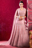 Pastel Pink Pearl Embroidered Net Bridesmaid Lehenga 
