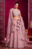 Pastel Pink Pearl Embroidered Net Bridesmaid Lehenga 