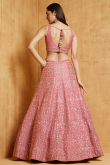 Pastel Pink Satin Sangeet Embroidered A Line Lehenga 