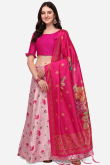 Pastel Pink Silk Digital print A-Line Style Lehenga