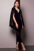 Patch Work Embroidered Velvet Black Trouser Suit