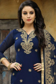 Elegant Blue Silk Patiala Suits With Hand Work