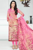 Gorgeous Pink With Cream Cotton Churidar Suits