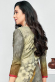 Grey Cotton Embroidered Churidar Suit