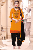 Luxurious Orange Cotton Patiala Suits
