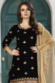 Black Velvet Embroidered Patiala Suit