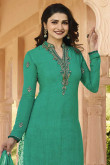 Hand Embroidered Crepe Green Patiala Suits