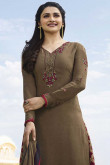 Dazzling Crepe Patiala Suits In Brown Color