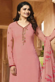 Hand Embroidered Crepe Peach Pink Patiala Suits