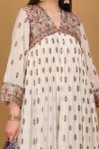 Ivory Georgette Embroidered Trouser Suit for Wedding & Party