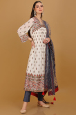 Ivory Georgette Embroidered Trouser Suit for Wedding & Party