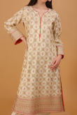 Cream Beige Tissue Embroidered A-Line Wedding Trouser Suit