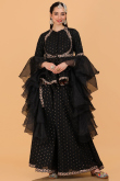 Chanderi Black Zari Weaved Sharara Suit 