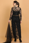 Net Beads Embroidered Black Straight Cut Trouser Suit for Wedding & Party