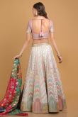 Dori Embroidered Georgette White A-line Lehenga for Wedding & Party