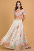 Dori Embroidered Georgette White A-line Lehenga for Wedding & Party