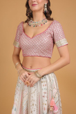 Dori Embroidered Georgette White A-line Lehenga for Wedding & Party