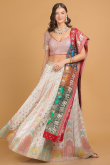Dori Embroidered Georgette White A-line Lehenga for Wedding & Party