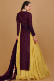 Yellow Organza Flared Lehenga With Long Choli 