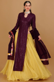 Yellow Organza Flared Lehenga With Long Choli 