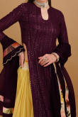 Yellow Organza Flared Lehenga With Long Choli 